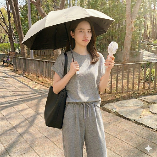 片手日傘片手ハンディファン
