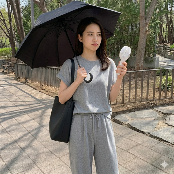 片手日傘片手ハンディファン